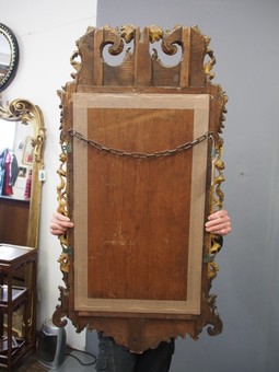 Antique Georgian Chippendale Style Mahogany and Giltwood Wall Mirror