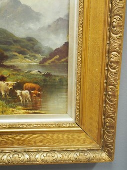 Antique Pair of Oil Paintings of Highland Cattle, by A Taylor