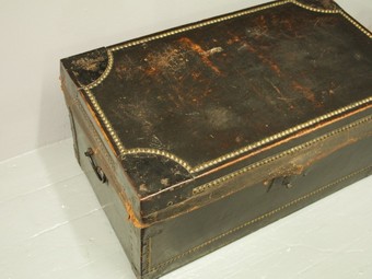 Antique George III Leather and Brass Blanket Box