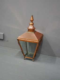 Antique Victorian Copper Gas Street Lamp