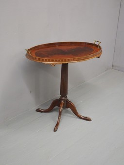 Antique Victorian Inlaid Mahogany Tray on Stand