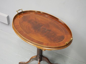 Antique Victorian Inlaid Mahogany Tray on Stand