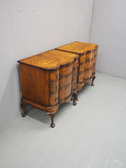 Antique Matched Pair of George Style Walnut Chest of Drawers