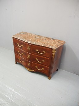 Antique Louis XV Style Walnut Commode with Marble Top
