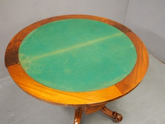 Antique Victorian Inlaid and Burr Walnut Demi-Lune Card Table