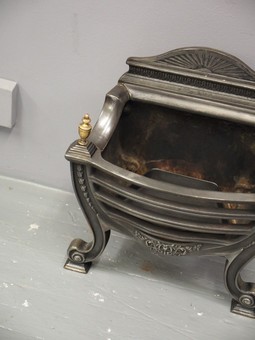 Antique Adams Style Cast Iron and Brass Fire Basket