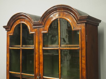 Antique Georgian Style Walnut Cabinet Bookcase