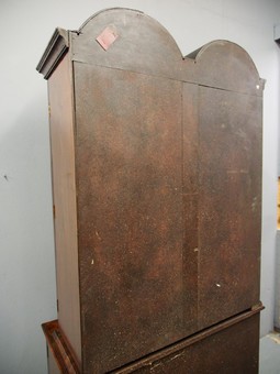 Antique Georgian Style Walnut Cabinet Bookcase