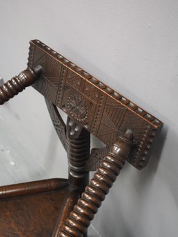 Antique Charles II Style Oak Turners Chair