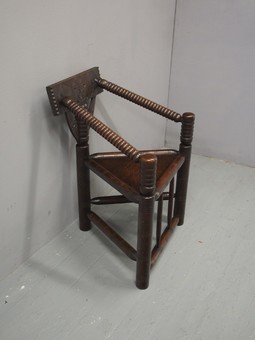 Antique Charles II Style Oak Turners Chair