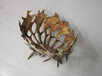 Antique Scottish Fallow Deer Antler Log Holder or Basket