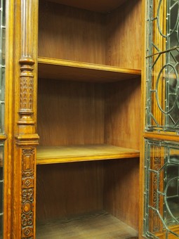 Antique Oak 5 Door Cabinet Bookcase with British Authors Names