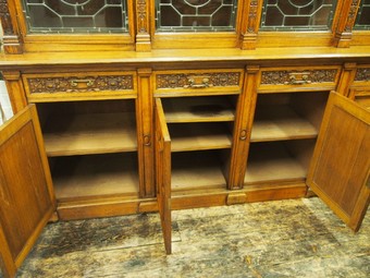 Antique Oak 5 Door Cabinet Bookcase with British Authors Names