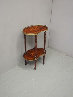 Antique American Inlaid Kidney Shape Etagere