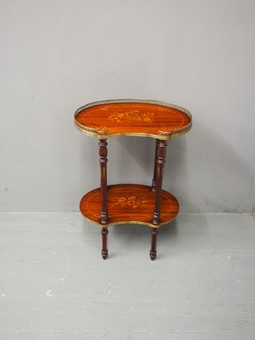 Antique American Inlaid Kidney Shape Etagere