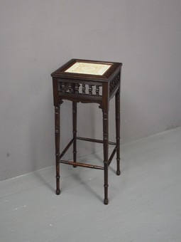 Antique Aesthetic Movement Walnut and Oak Plant Stand