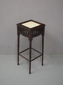 Antique Aesthetic Movement Walnut and Oak Plant Stand