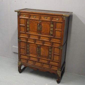 Antique Korean Elm and Hardwood Tansu Cabinet