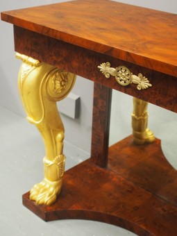 Antique Regency Style Giltwood and Burr Console Table