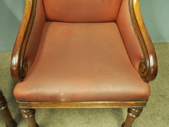 Antique Matched Pair of Mahogany Library Chairs
