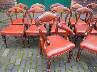Antique Set of 14 Scottish Mahogany Dining Chairs