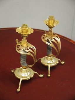 Antique Pair of Candlesticks Formerly Officers Swords