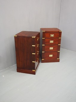 Antique Pair of Mahogany Military Style Pedestals or Bedsides