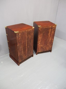 Antique Pair of Mahogany Military Style Pedestals or Bedsides