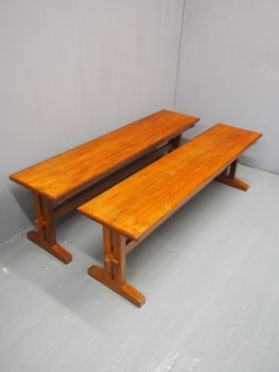 Antique Arts and Crafts Influence Teak Table and Benches