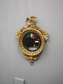 Antique  Regency Carved and Gilded Convex Mirror