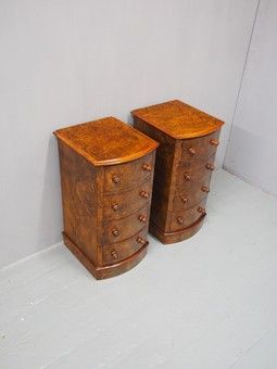 Antique Pair of Victorian Burr Walnut Pedestals or Bedsides