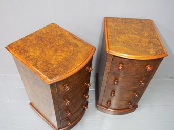 Antique Pair of Victorian Burr Walnut Pedestals or Bedsides