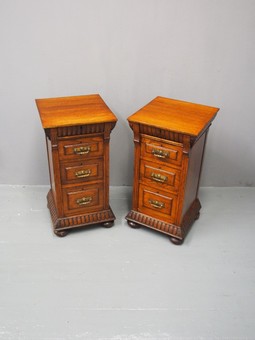 Antique Pair of Carved Oak Pedestals or Bedsides