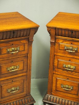 Antique Pair of Carved Oak Pedestals or Bedsides