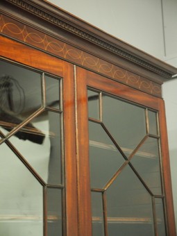 Antique George III Inlaid Mahogany Bureau Bookcase