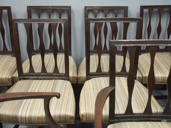 Antique Set of 10 Scottish Laburnum Dining Chairs