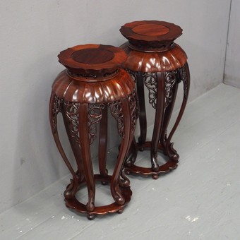 Pair of Chinese Rosewood Plant Stands