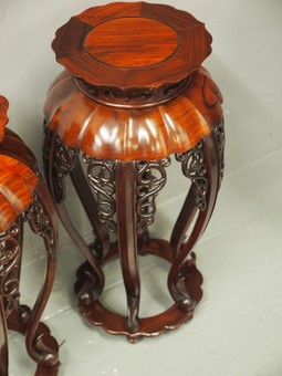 Antique Pair of Chinese Rosewood Plant Stands