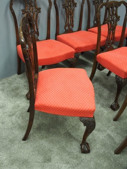 Antique Set of 8 Chippendale Style Dining Chairs