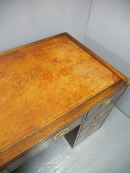 Antique Edwardian Mahogany Campaign Style Desk