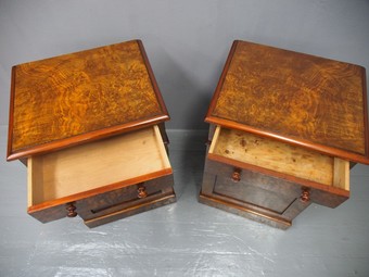Antique Pair of Victorian Burr Walnut Bedsides or Pedestals