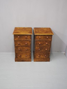 Antique Pair of Walnut and Burr Walnut Bedside Pedestals