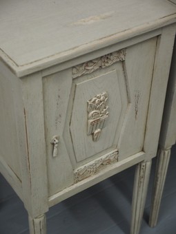 Antique Pair of Painted Oak French Bedsides