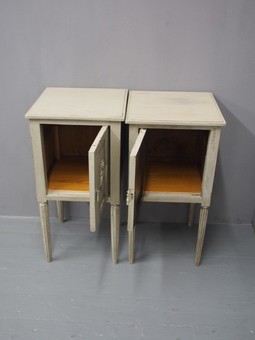 Antique Pair of Painted Oak French Bedsides