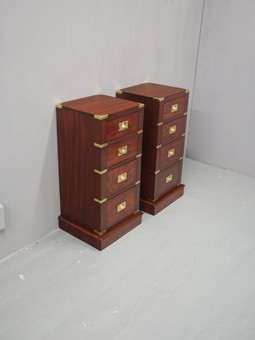 Antique Pair of Mahogany Military Style Pedestals