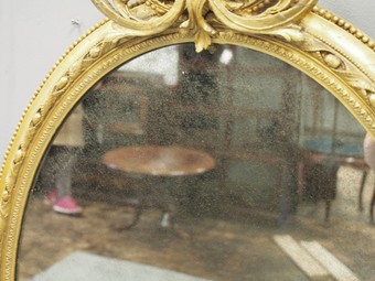 Antique Victorian Giltwood Oval Overmantel Mirror