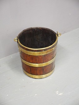 Antique George III Oak Brassbound Peat Bucket