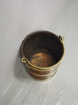 Antique George III Oak Brassbound Peat Bucket