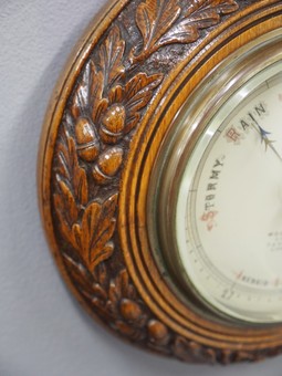Antique Carved Oak Barometer