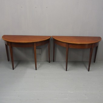 Antique Pair of George III Inlaid Mahogany Side Tables